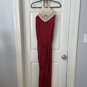 Lucky Brand halter jumpsuit Beach Cover Up Bohemian Boho Coastal Women's m/L